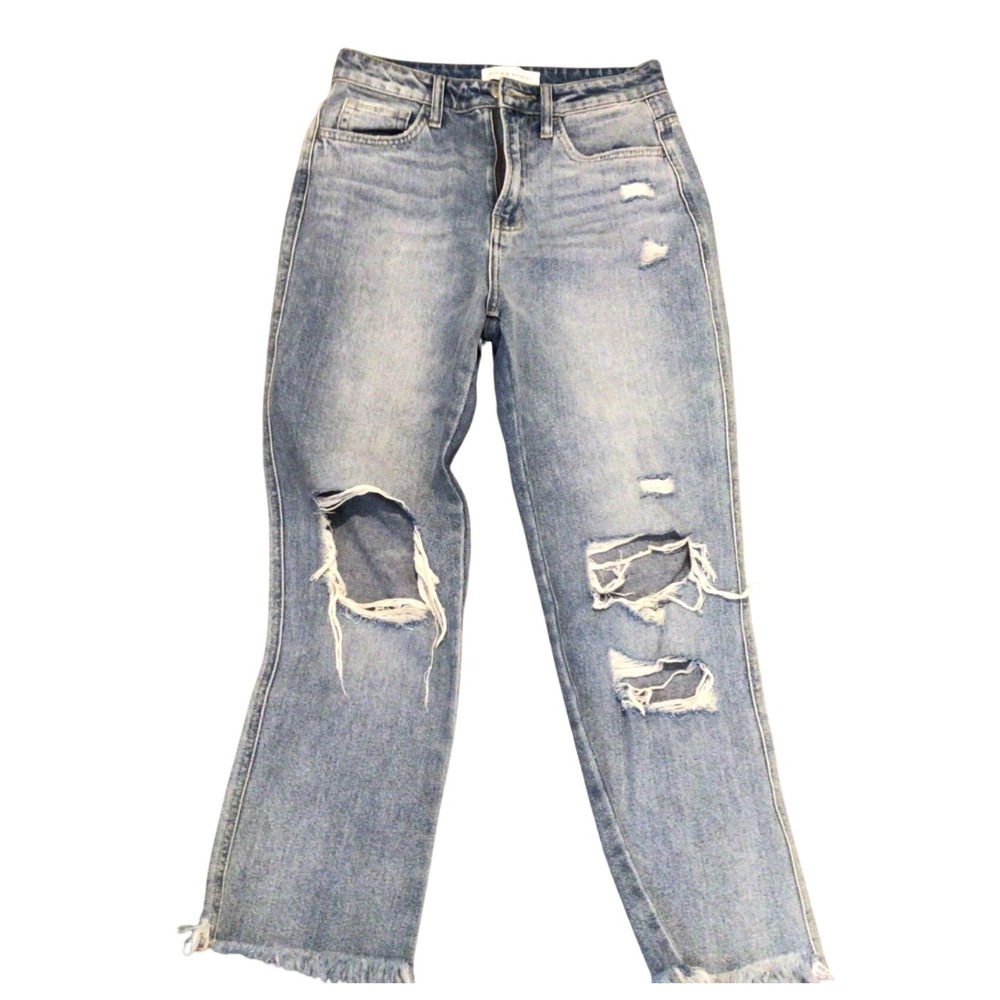 Flying Monkey Distressed Boyfriend Jeans Light Wash Denim Size 26